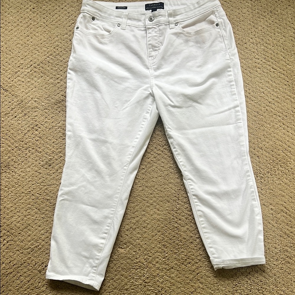Talbots Petite White Cropped Slim Jeans - 14P